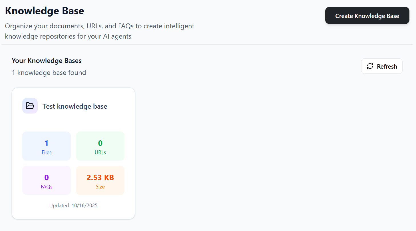 Create Knowledge Base Screenshot